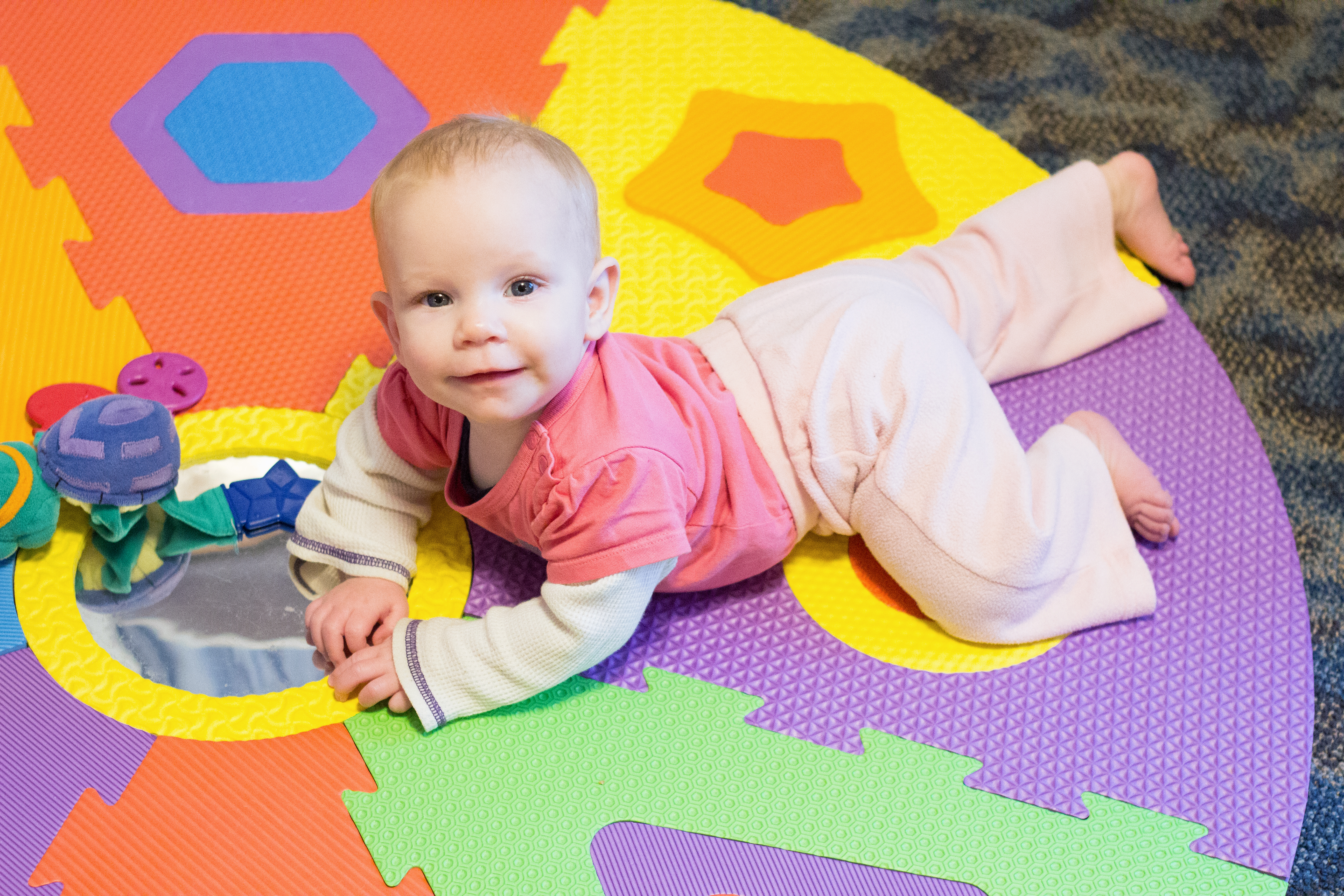tummy time for infant at Community Child Care Center