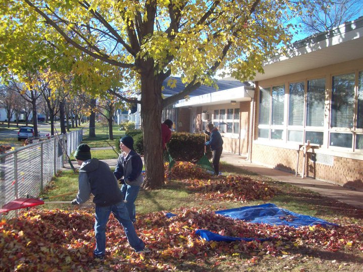 fall clean up at Community Child Care Center